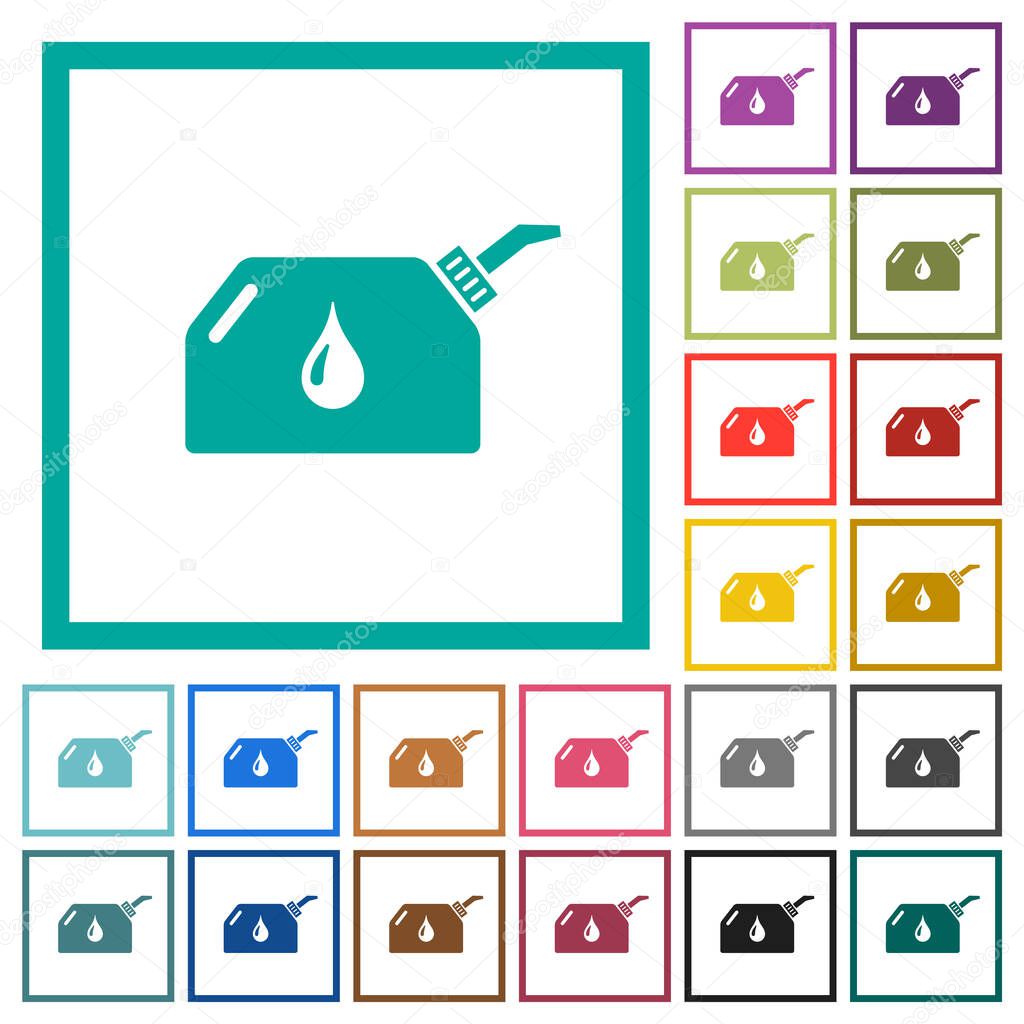 Oiler flat color icons with quadrant frames on white background