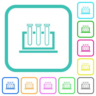 Beyaz arkaplan üzerindeki eğri kenarlıklarda kimya canlı düz simgeler