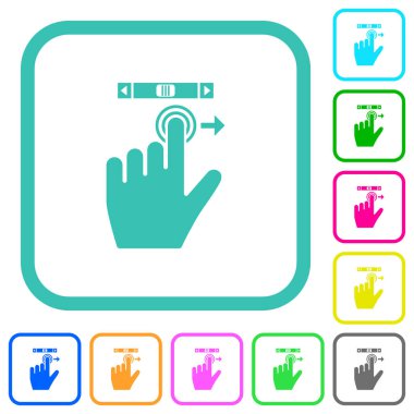 Sol el kaydırma sağ jest canlı düz simgeler eğri kenarlı beyaz arkaplan