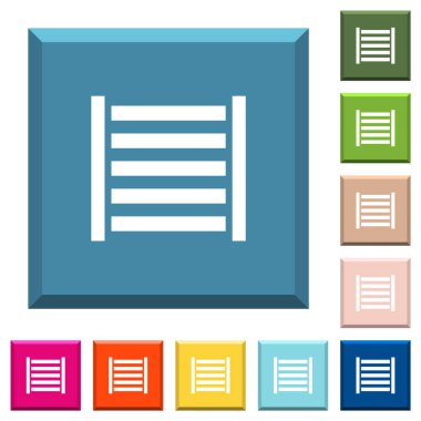 Kenarlı kare düğmelerinde çeşitli moda renklerde demiryolu beyaz simgeleri