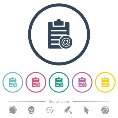 Notu yuvarlak hatlarda e- posta düz renk simgeleri olarak gönder. 6 bonus simgesi dahil.