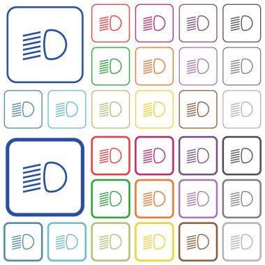 Dibe vurmuş ışıklar yuvarlak kare çerçevelerde düz renkli simgeler. İnce ve kalın versiyonlar dahil.