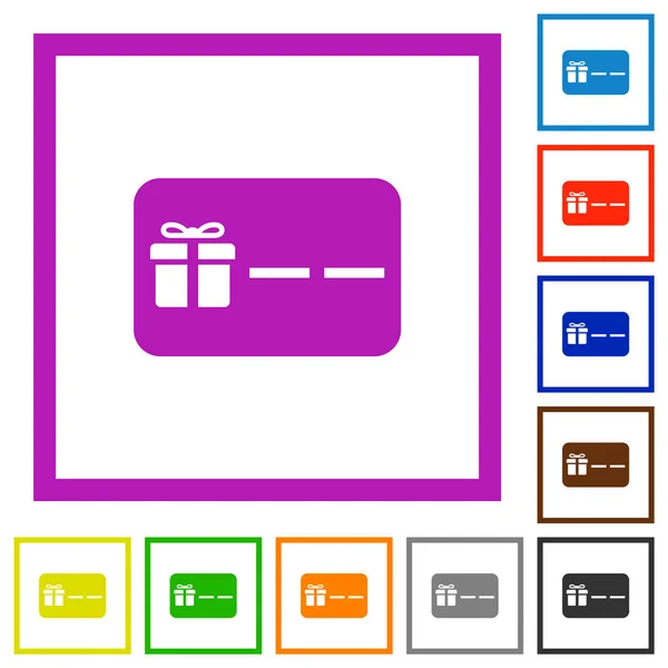 Geschenkkarte Mit Platzhalter Flache Farbsymbole Quadratischen Rahmen Auf Weißem Hintergrund — Stockvektor