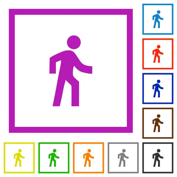 在白色背景的正方形框架中行走的人 — 图库矢量图片