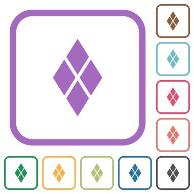 Beyaz arkaplan üzerinde yuvarlak kare çerçeveli basit elmas kiremit desenleri