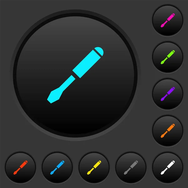 Single Screwdriver Dark Push Buttons Vivid Color Icons Dark Grey — Stock Vector