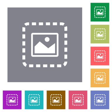 Basit renk kare arkaplanlarına resim düzlüğü simgeleri yerleştir