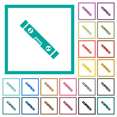 Beyaz arkaplanda çeyrek çerçeve ile ruh seviyesi düz renk simgeleri