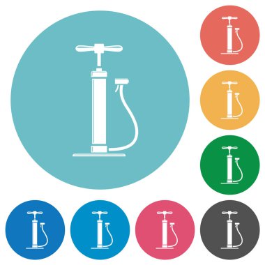 Renkli arka planda parlak düz beyaz simgelere sahip hava pompası