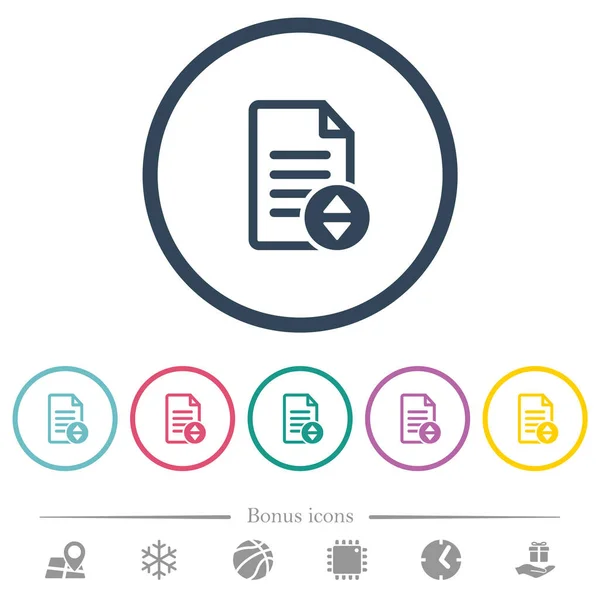 Document Faisant Défiler Les Icônes Couleur Plate Dans Les Contours — Image vectorielle