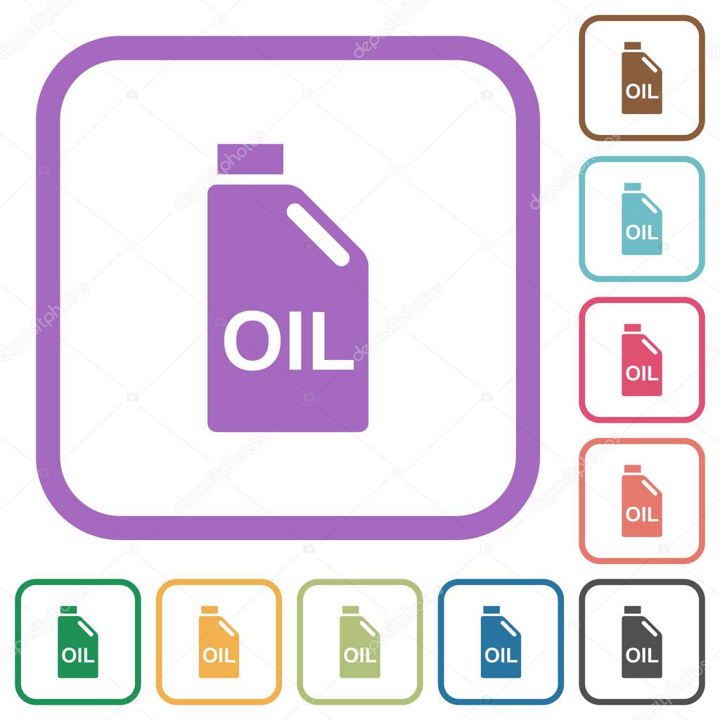 Oil canister simple icons in color rounded square frames on white background