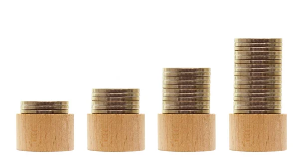 Wooden Piles Money Growing Business Concept — Stock Photo, Image
