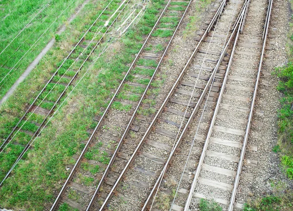 Demiryolu Çim Yukarıdan Görüntülemek — Stok fotoğraf