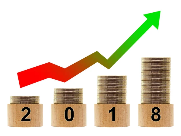 Statistiche 2018 Anno Con Freccia Concetto Successo Aziendale — Foto Stock