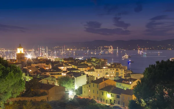 Badeort Saint Tropez Nächtliche Szene Der Französischen Riviera — Stockfoto