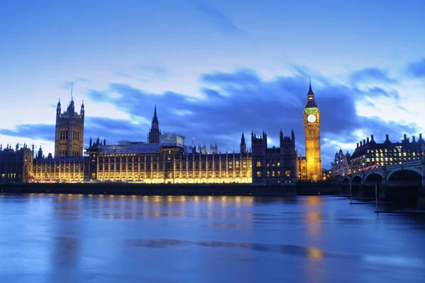 Big Ben Londres Reino Unido Puesta Sol Escena Oscura — Foto de Stock