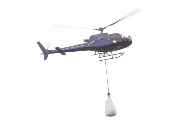 Helikopter Ile Mal Yük Taşımak Izole Üzerinde Beyaz Arka Plan — Stok fotoğraf