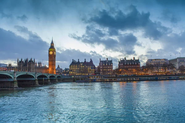 Big Ben Londen City Verenigd Koninkrijk Donkere Scene Zonsondergang — Stockfoto