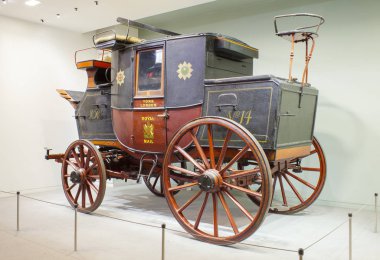 London, Büyük Britanya - 26 Şubat 2017: York Londra. Bilim ve Tarih Müzesi Vintage retro Kraliyet posta taşıma. Londra şehir