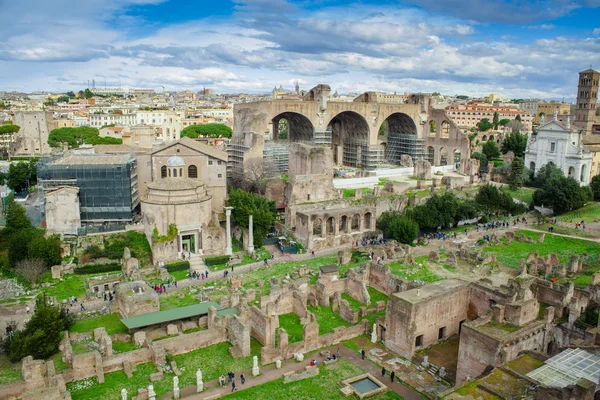 Ruiny Forum Romanum City Rome Włochy — Zdjęcie stockowe