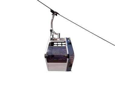 Beyaz arkaplanda izole edilmiş teleferik