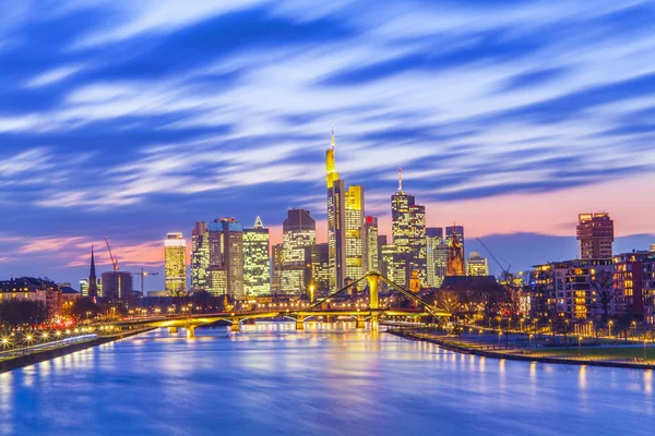 Prachtige Skyline Van Stad Frankfurt Main Duitsland Nachtbeeld — Stockfoto