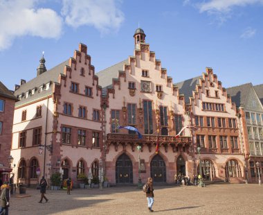 Frankfurt Am Main, Almanya - 05 Şubat 2015: eski merkezi Frankfurt Am Main şehri, Romer. Almanya