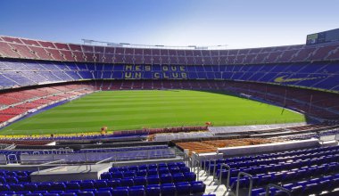 Barcelona, İspanya - 28 Eylül 2011: Nou Camp Stadyumu Barcelona City, İspanya futbol ya da futbol. geniş görüş