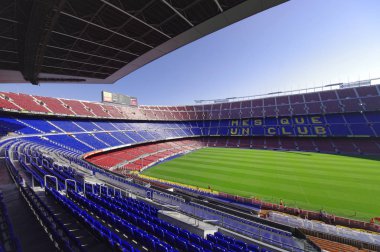 Barcelona, İspanya - 28 Eylül 2011: Nou Camp Stadyumu Barcelona City, İspanya futbol ya da futbol. geniş görüş