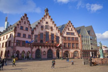Frankfurt Am Main, Almanya - 05 Şubat 2015: eski merkezi Frankfurt Am Main şehri, Romer. Almanya