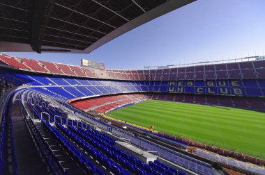 Barcelona, İspanya - 28 Eylül 2011: Nou Camp Stadyumu Barcelona City, İspanya futbol ya da futbol. geniş görüş