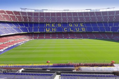 Barcelona, İspanya - 28 Eylül 2011: Nou Camp Stadyumu Barcelona City, İspanya futbol ya da futbol. geniş görüş