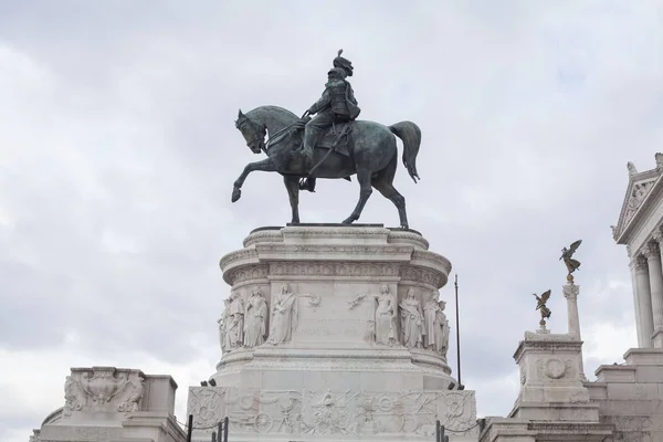 statue of man on horse. Rome city, Italy