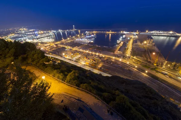 Port Barcelona Night City View Spain — Stock Photo, Image