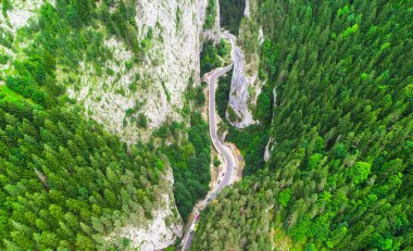 yolun Bicaz Gorges, Romanya içinde havadan görünümü