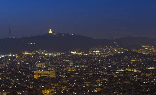 Panoráma Města Barcelona Noci Španělsko — Stock fotografie