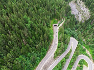 ormandaki tünel girişi. drone üzerinden havadan görünümü
