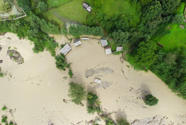 Luchtfoto Van Overstroomd Tuin Met Water — Stockfoto