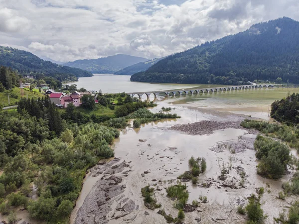 Flooded Water Bicaz Lake Viaduct Romania — Stock Photo, Image