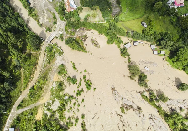 River Flood Lake Poiana Teiului Romania Aerial View — Stock Photo, Image