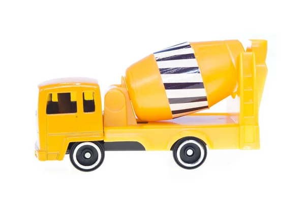 Gele Stortbak Truck Voor Beton Speelgoed Geïsoleerd — Stockfoto
