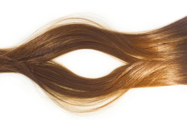 metin için izole yer ile parlak kahverengi saçlar