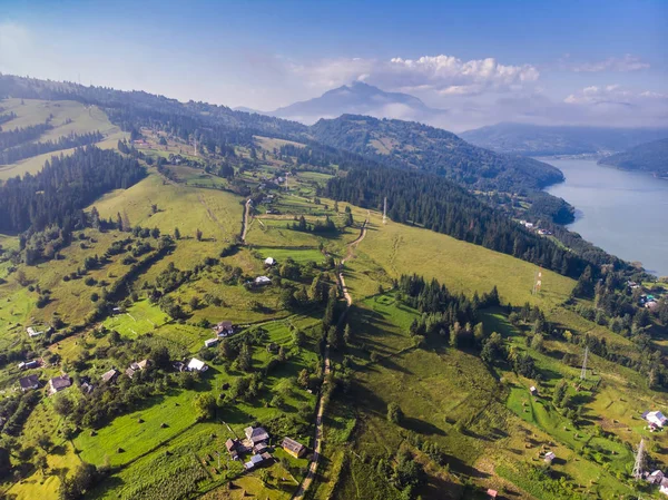 Vue Aérienne Route Dans Les Montagnes Roumanie — Photo