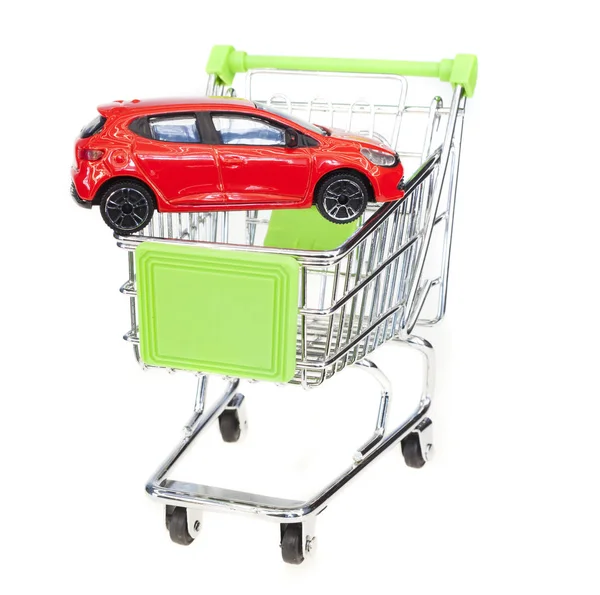 Carrinho Compras Novo Carro Brinquedo Conceito Compra Automóveis — Fotografia de Stock