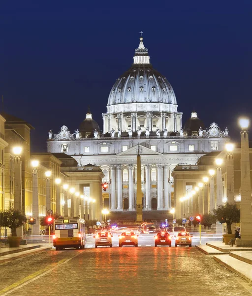 Saint Peter Basiliek Vaticaanstad Nachtbeeld — Stockfoto