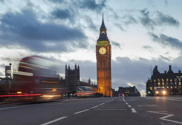 Лондон Видом Місто Біг Бен Автомобільного Руху Вечір — стокове фото