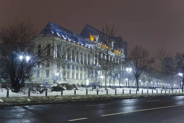 Nocne Miasto Bukareszt Pałac Sprawiedliwości — Zdjęcie stockowe