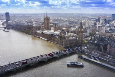Big Ben, London city. Havadan görünümü