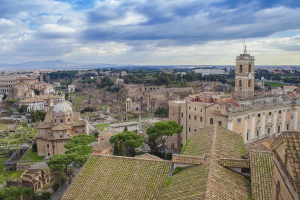 Roma Şehrinin Manzarası Talya Hava Görünümü — Stok fotoğraf