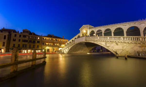 Venedig Bei Nacht Rialto Brücke — Stockfoto